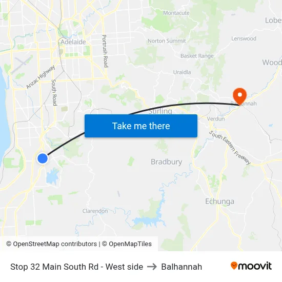 Stop 32 Main South Rd - West side to Balhannah map