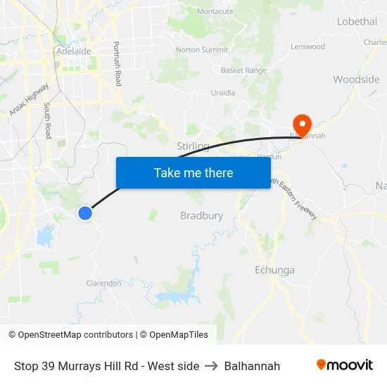 Stop 39 Murrays Hill Rd - West side to Balhannah map