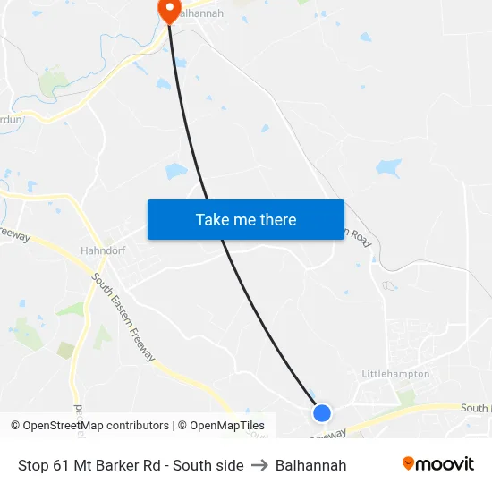 Stop 61 Mt Barker Rd - South side to Balhannah map