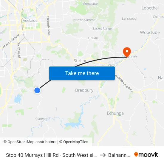 Stop 40 Murrays Hill Rd - South West side to Balhannah map