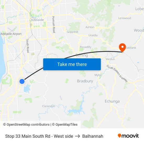 Stop 33 Main South Rd - West side to Balhannah map
