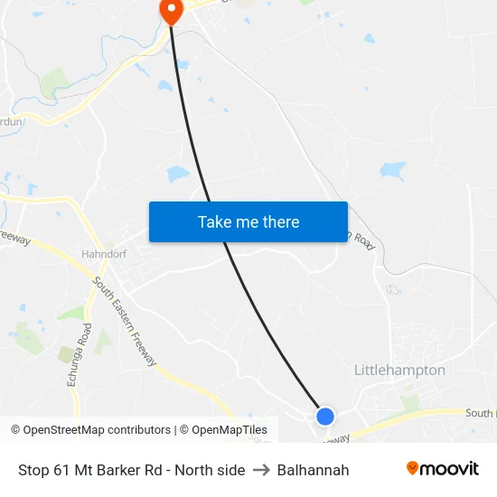 Stop 61 Mt Barker Rd - North side to Balhannah map