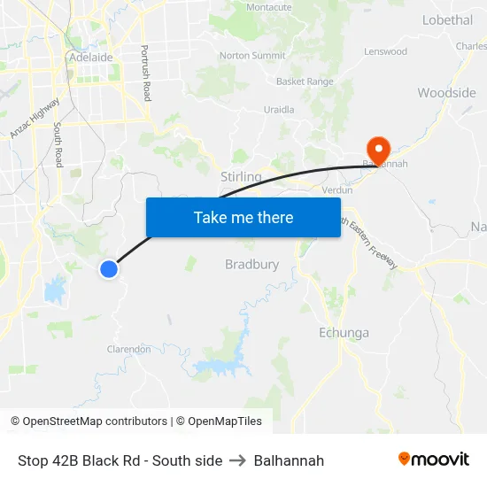 Stop 42B Black Rd - South side to Balhannah map