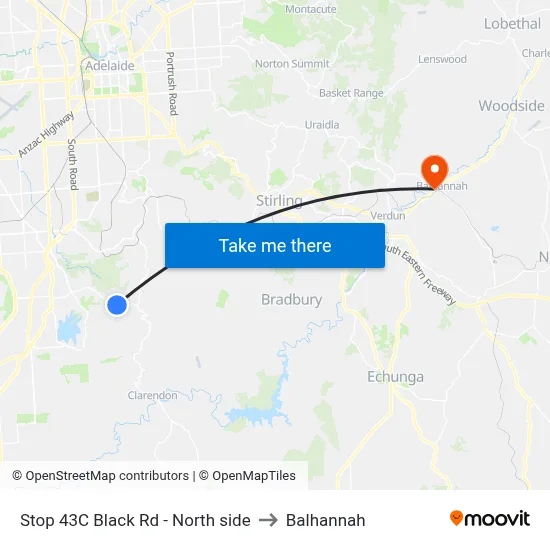 Stop 43C Black Rd - North side to Balhannah map