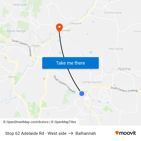 Stop 62 Adelaide Rd - West side to Balhannah map