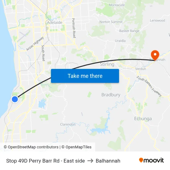 Stop 49D Perry Barr Rd - East side to Balhannah map