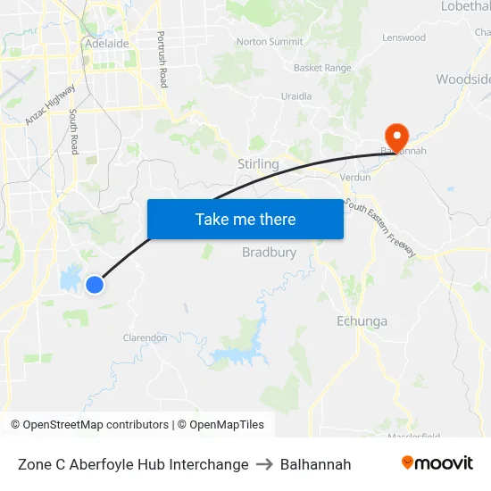 Zone C Aberfoyle Hub Interchange to Balhannah map