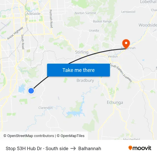 Stop 53H Hub Dr - South side to Balhannah map