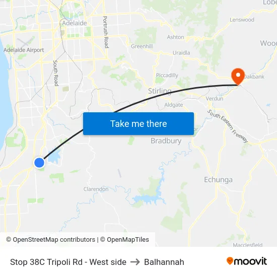 Stop 38C Tripoli Rd - West side to Balhannah map