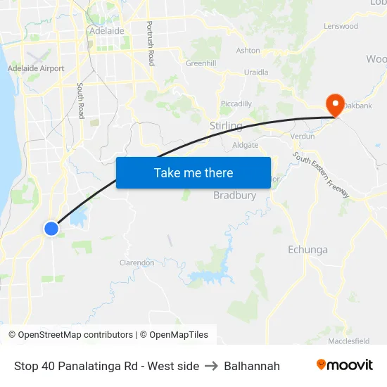 Stop 40 Panalatinga Rd - West side to Balhannah map