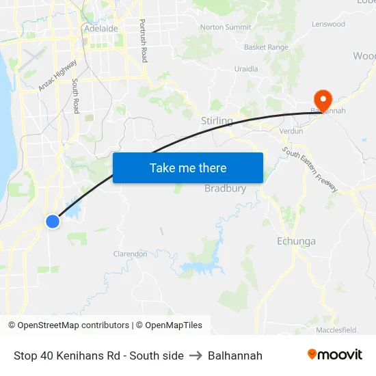 Stop 40 Kenihans Rd - South side to Balhannah map
