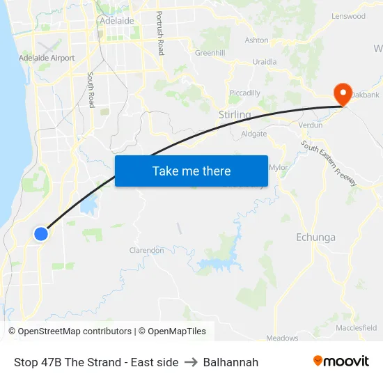 Stop 47B The Strand - East side to Balhannah map