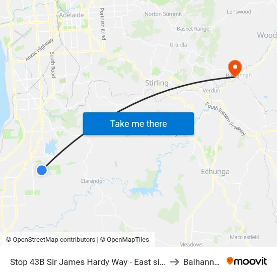 Stop 43B Sir James Hardy Way - East side to Balhannah map