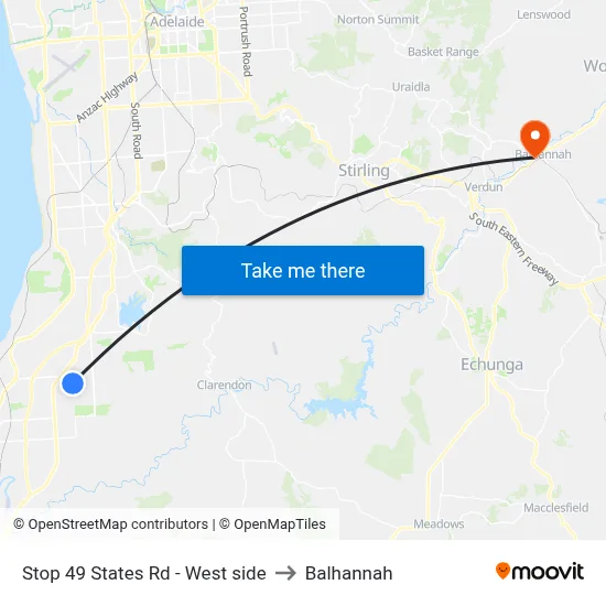 Stop 49 States Rd - West side to Balhannah map