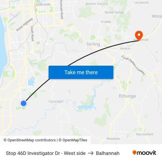 Stop 46D Investigator Dr - West side to Balhannah map