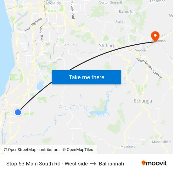 Stop 53 Main South Rd - West side to Balhannah map