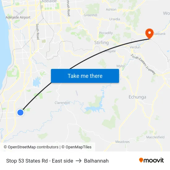 Stop 53 States Rd - East side to Balhannah map