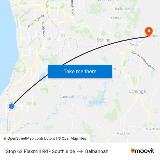 Stop 62 Flaxmill Rd - South side to Balhannah map