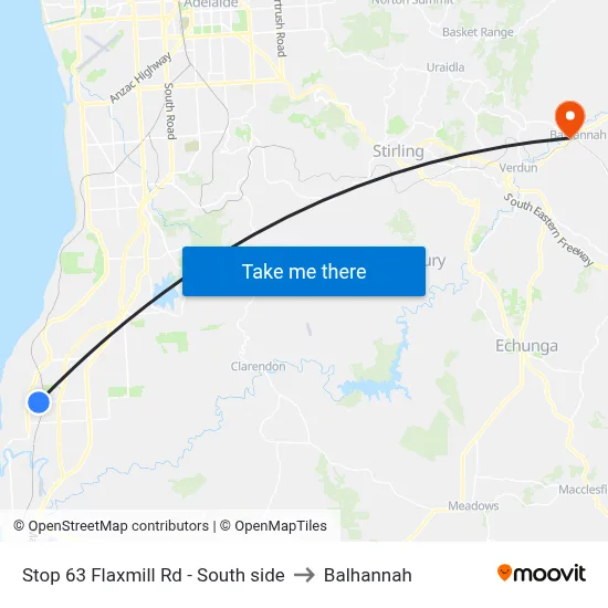 Stop 63 Flaxmill Rd - South side to Balhannah map