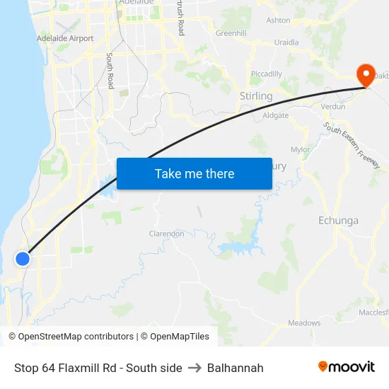Stop 64 Flaxmill Rd - South side to Balhannah map