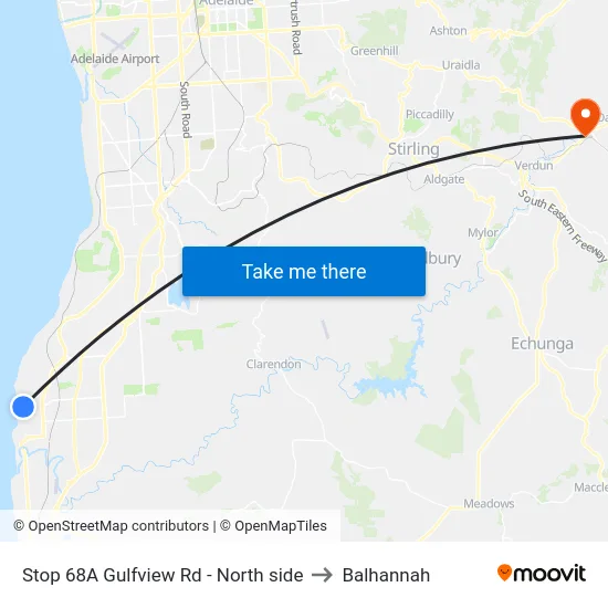 Stop 68A Gulfview Rd - North side to Balhannah map