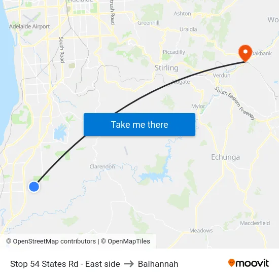 Stop 54 States Rd - East side to Balhannah map