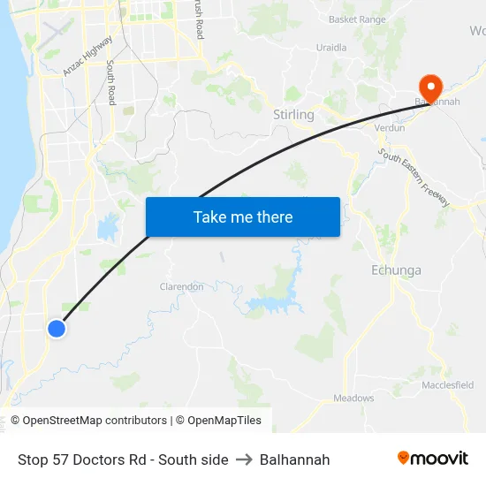 Stop 57 Doctors Rd - South side to Balhannah map