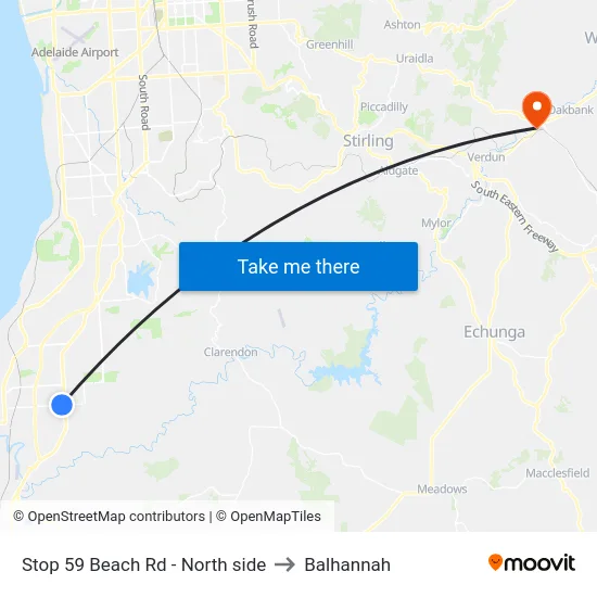Stop 59 Beach Rd - North side to Balhannah map