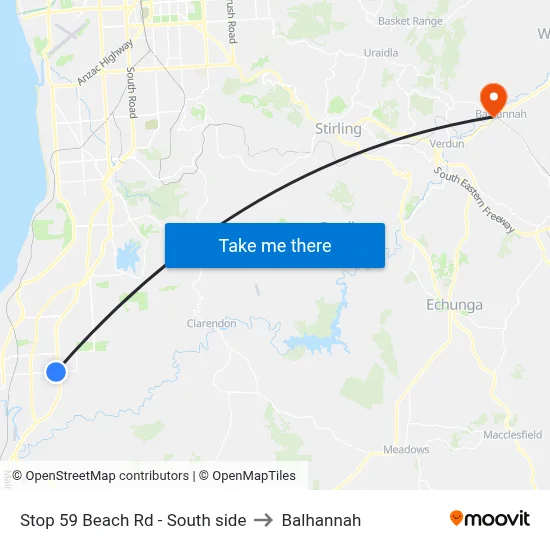Stop 59 Beach Rd - South side to Balhannah map