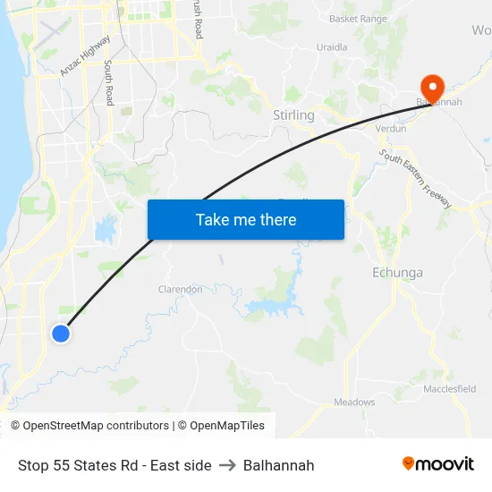 Stop 55 States Rd - East side to Balhannah map