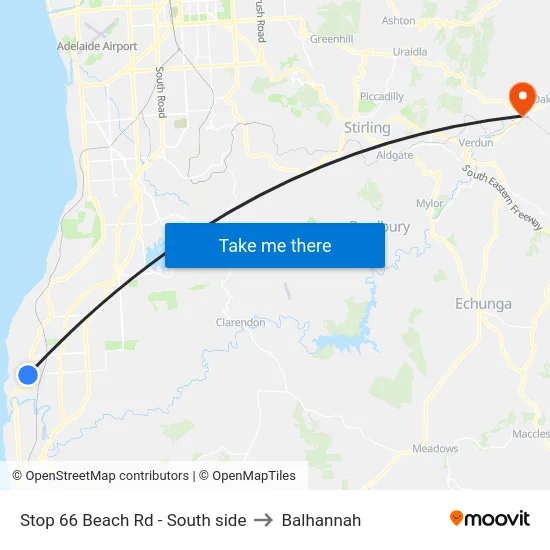 Stop 66 Beach Rd - South side to Balhannah map