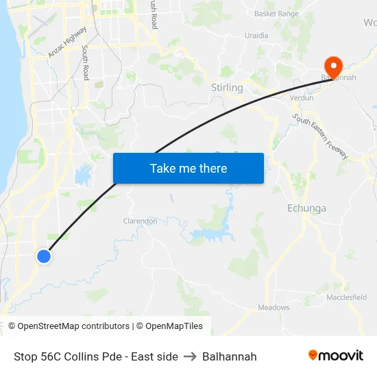 Stop 56C Collins Pde - East side to Balhannah map
