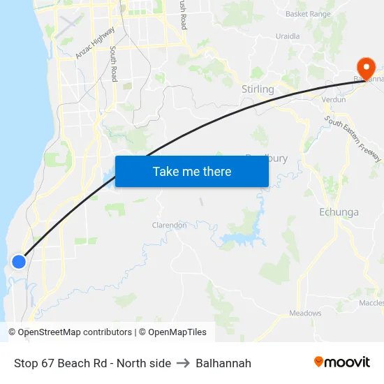 Stop 67 Beach Rd - North side to Balhannah map