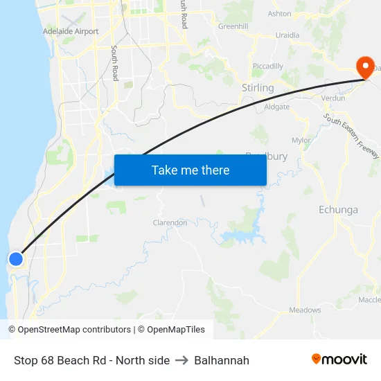 Stop 68 Beach Rd - North side to Balhannah map