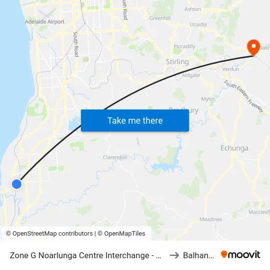 Zone G Noarlunga Centre Interchange - East side to Balhannah map