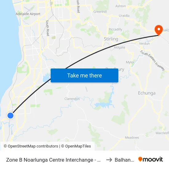 Zone B Noarlunga Centre Interchange - West side to Balhannah map