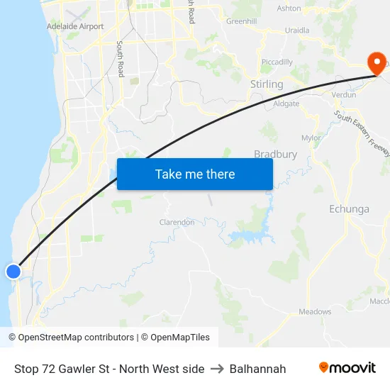 Stop 72 Gawler St - North West side to Balhannah map