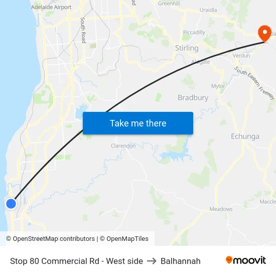 Stop 80 Commercial Rd - West side to Balhannah map