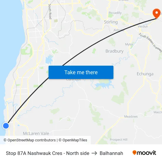 Stop 87A Nashwauk Cres - North side to Balhannah map