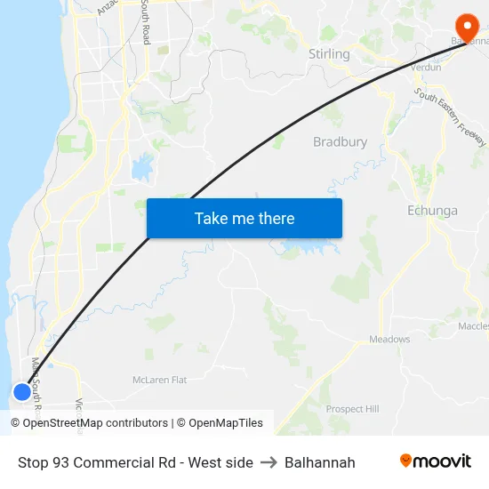 Stop 93 Commercial Rd - West side to Balhannah map