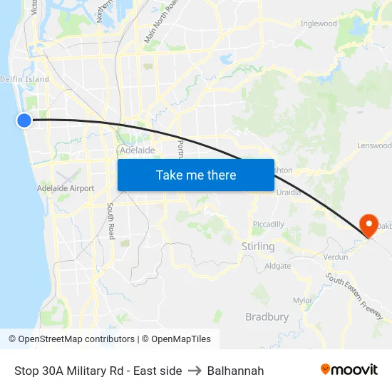 Stop 30A Military Rd - East side to Balhannah map