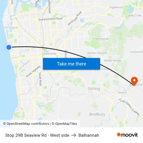 Stop 29B Seaview Rd - West side to Balhannah map