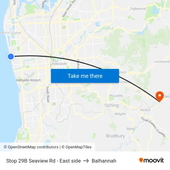 Stop 29B Seaview Rd - East side to Balhannah map