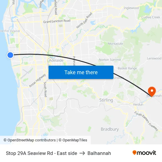 Stop 29A Seaview Rd - East side to Balhannah map