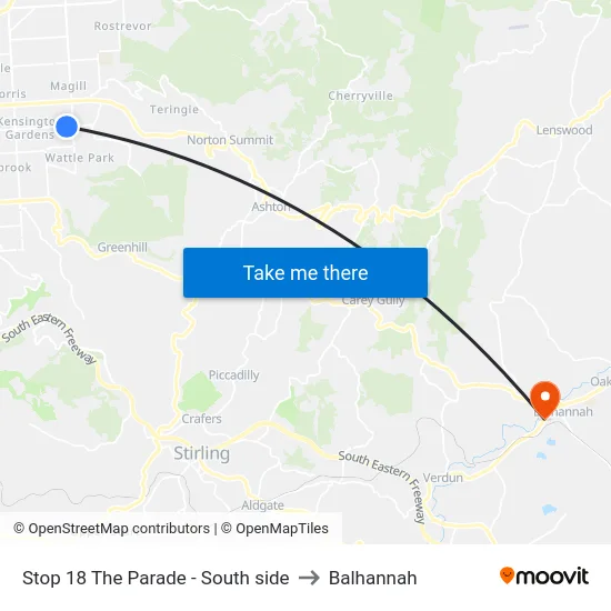 Stop 18 The Parade - South side to Balhannah map