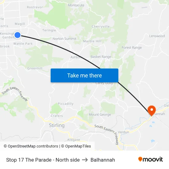 Stop 17 The Parade - North side to Balhannah map