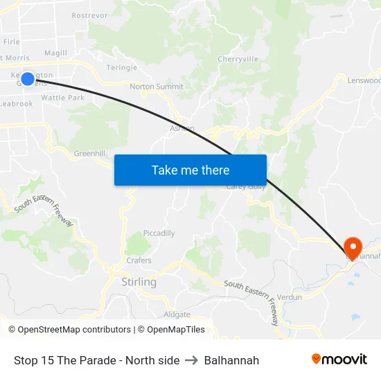 Stop 15 The Parade - North side to Balhannah map