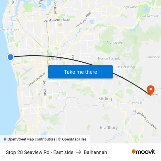 Stop 28 Seaview Rd - East side to Balhannah map