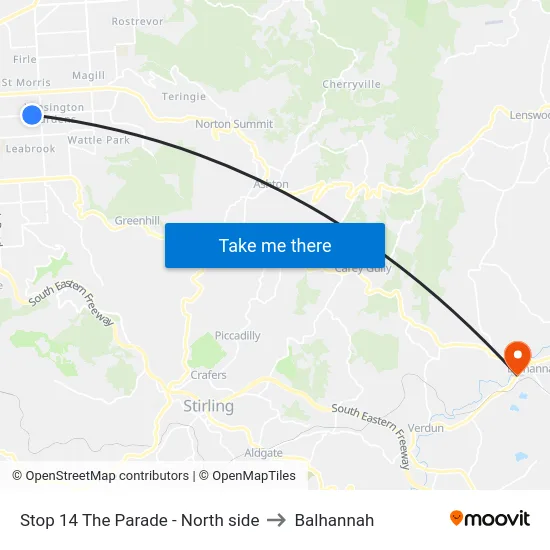 Stop 14 The Parade - North side to Balhannah map