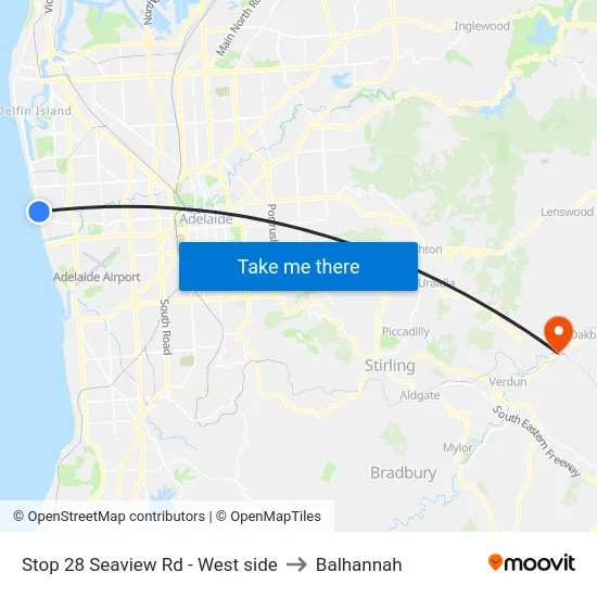 Stop 28 Seaview Rd - West side to Balhannah map
